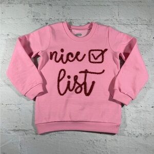 Mud Pie Pink 'Nice List' Kids Sweatshirt